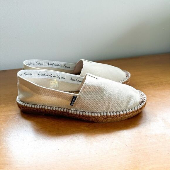 Viscata Barcelona Barceloneta Canvas Cream/Off White Espadrille Closer Toe Flat - Picture 11 of 13